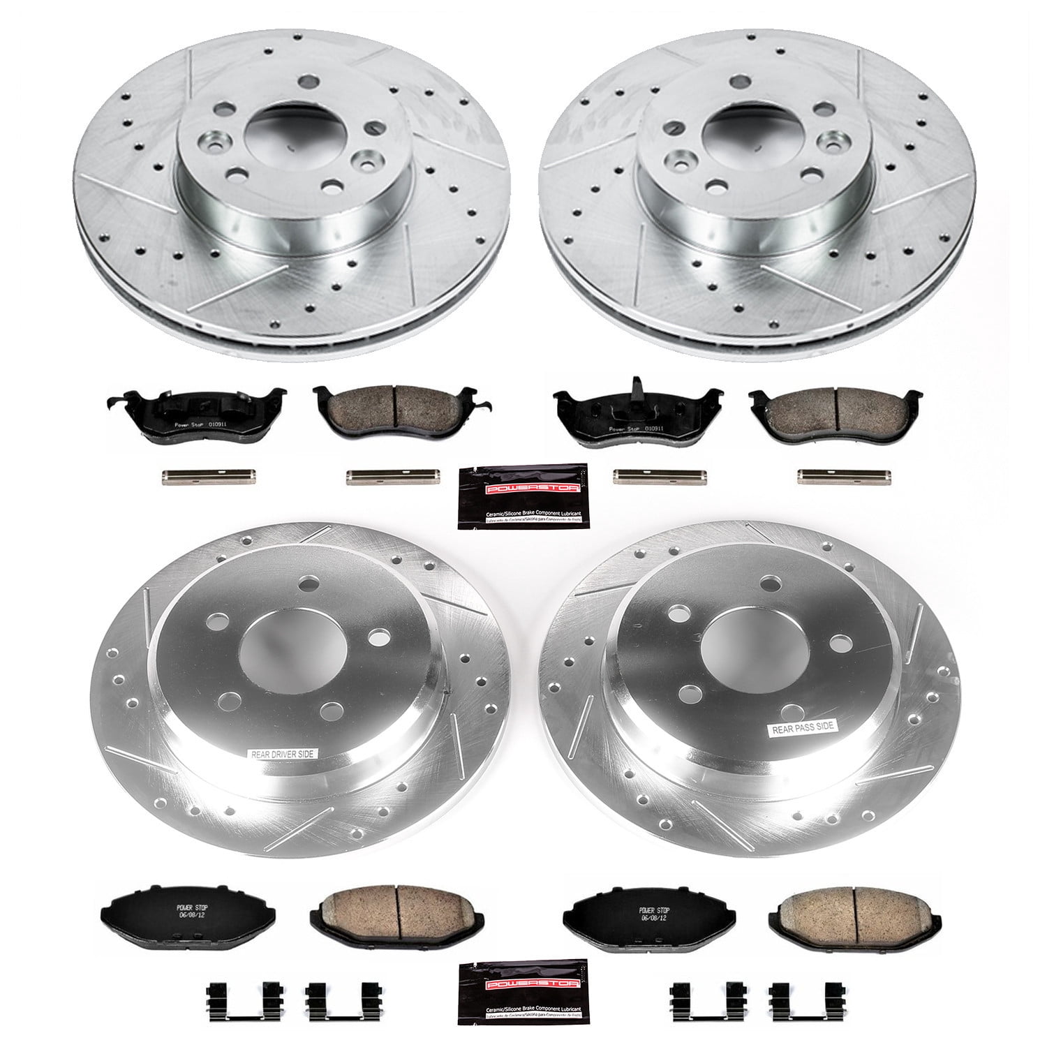 PowerStop Front and Rear Z23 Evolution Sport Carbon-Fiber Ceramic Brake Pad and Drilled & Slotted Rotor Kit Fits: FORD LINCOLN MERCURY Select Models K1336