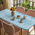 thumbnail image 3 of Teal Blue Table Cloths for 5 Foot Rectangle Tables, Modern Abstract Art Ombre Striped Patio Waterproof Elastic Fitted Tablecloths, Washable Rectangular Table Cover for Camping, 3 of 8