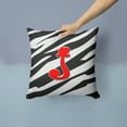 thumbnail image 2 of Carolines Treasures CJ1024-JPW1414 Letter J Initial Monogram - Zebra Red Fabric Decorative Pillow, 14Hx14W, multicolor, 2 of 4