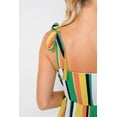 thumbnail image 4 of Green Vintage Multi Stripe Shift Chic Casual Colorblock Mini Dress, 4 of 4