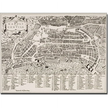 Trademark Art 'Map of Naples, 1600' Canvas Art