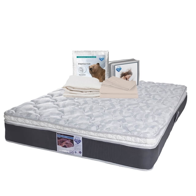 Colchón Queen Size Marte Spring Air + 1 Protector de colchón + 1 Juego de Sábanas
