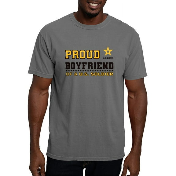 CafePress - Proud Boyfriend Of A Soldier Black And Gold T Shirt - Mens Comfort Colors Shirt