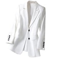 thumbnail image 2 of NJDVHB Womens Winter Blazer,Ladies Solid Color Long Sleeve Lapel Button Temperament Suit Jacket, 2 of 5