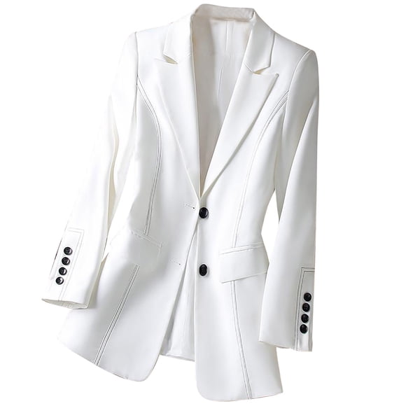 White Turtleneck Spandex Outfit for Women Fall Winter Long Sleeve Work Office Modest Lounge Plain Jacket Blazers Outfits Ladies Button Up 2025 Clothes Fashion XL