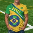 thumbnail image 2 of VNKIDY Mens Brazil Soccer Flag Print Short Sleeve T Shirt Crew Neck Quick Dry Breathable Athletic Tee For Sports Daily Wear Light Yellow XXXXXL, 2 of 3