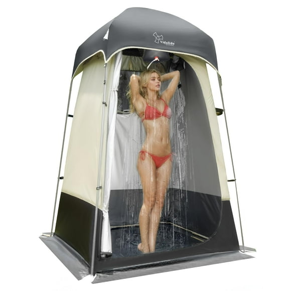 Tienda de campaña para ducha al aire libre, vestuario, privacidad, refugios portátiles para acampar (gris)
