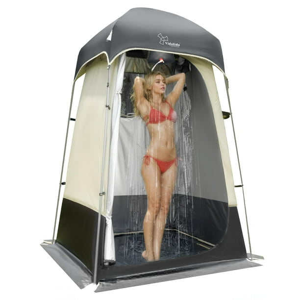 Tienda de campaña para ducha al aire libre, vestuario, privacidad, refugios portátiles para acampar (gris)