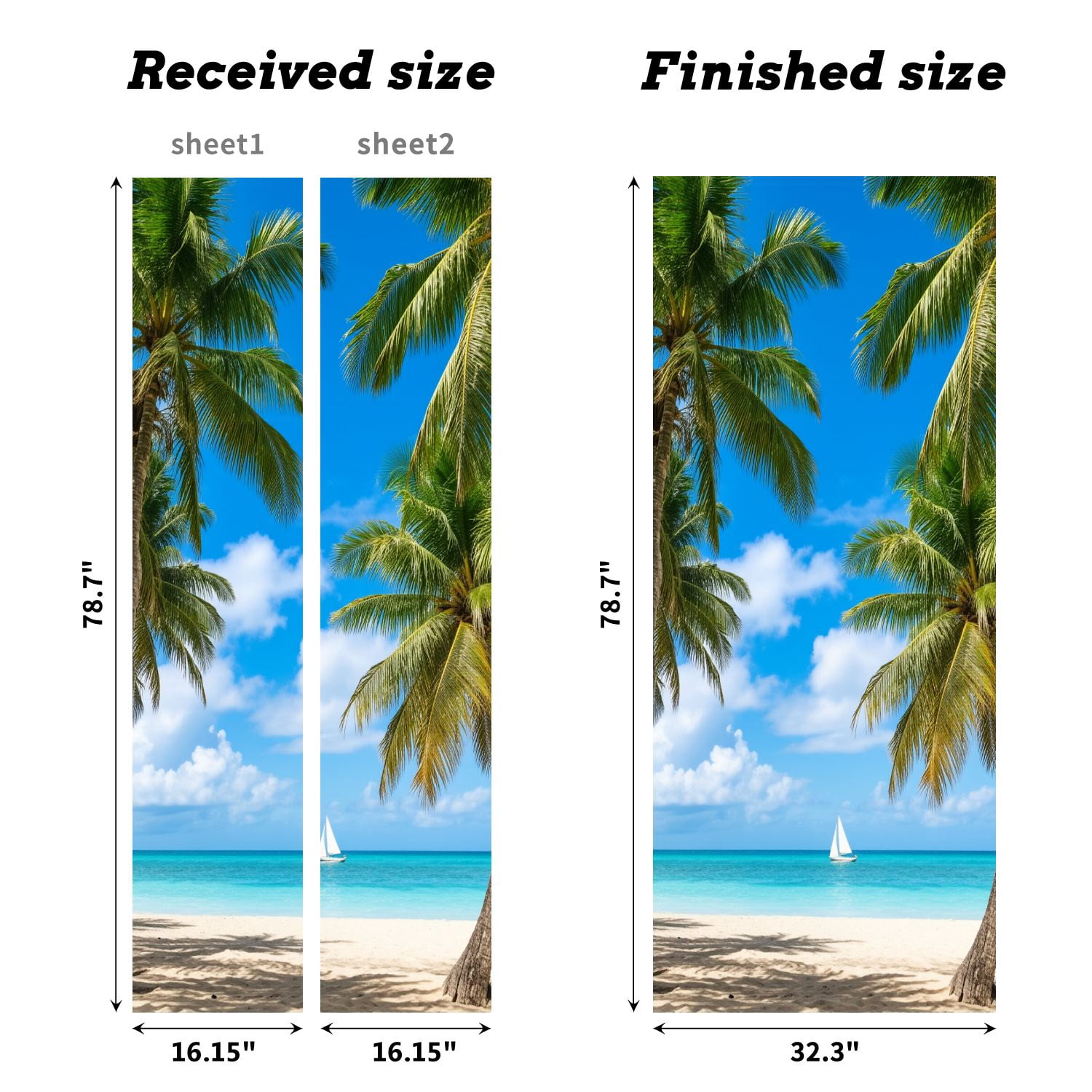 Self Adhesive Vinyl Refrigerator Wrap Set paradise tropical beach palm Door Mural Removable Fridge Sticker Peel and Stick&nbsp;Full Door Cover Decal Kitchen Bar Decor