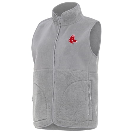 Women s Antigua Gray Boston Red Sox Nostalgic Full-Zip Vest