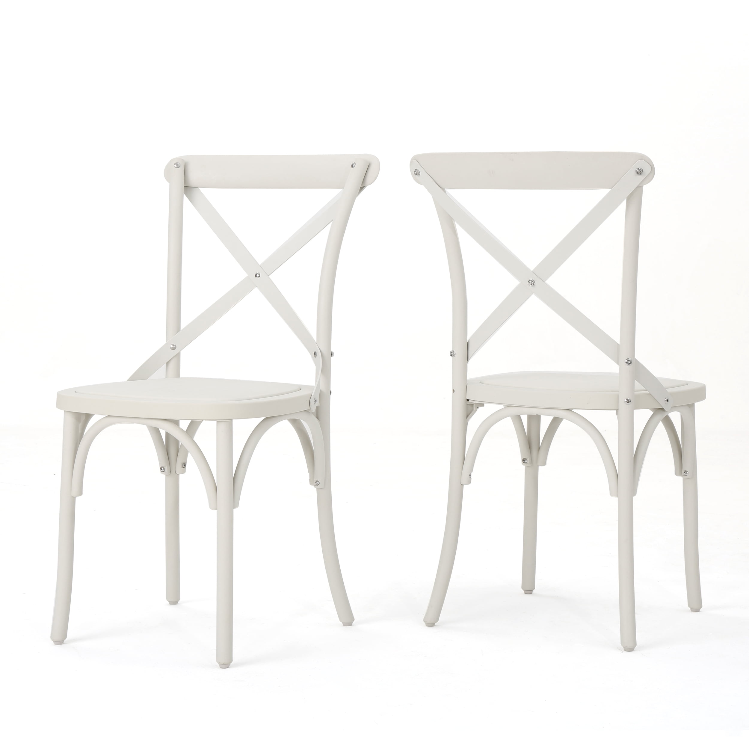 Shiff Farmhouse Plastic Nylon Dining Chairs, Set of 2, French White - Walmart.com - Walmart.com