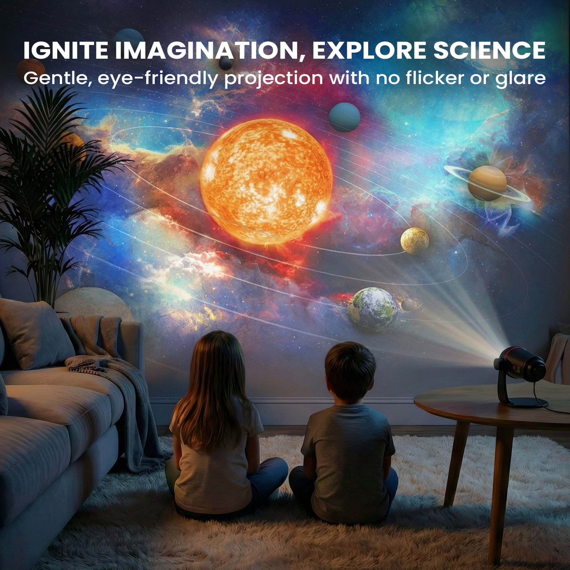 DAYBETTER 2-in-1 HD Planetarium LED Projector, Rechargeable Galaxy Light Projector with Dimmable Night Light for Kids, Room Decor