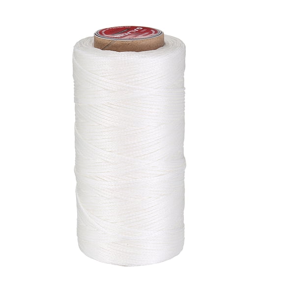 Uxcell Flat Leather Sewing Waxed Thread, 140m / 153 Yards Polyester Wax String, 300D Wax Stitching Cord for Leather Crafts, White