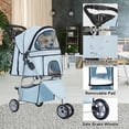 thumbnail image 6 of BestPet 3 Wheels Pet Stroller Dog Cat Stroller Folding Carrier Waterproof with Cup Holder (Light Blue), 6 of 7