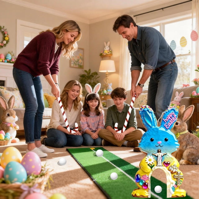 Sokhug Easter Ensemble de Jeu de Mini-Golf Lapin pour Plaisir Intérieur et Fête des Fêtes Multicolore