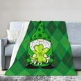 thumbnail image 2 of St. Patrick''s Day Irish Gnome with Clover Throw Blanket Soft Warm Cozy Lightweight Blankets Lucky Green Day Gift Flannel Blanket for Sofa Couch Bed Office Holiday Decorative 80"X60", 2 of 6