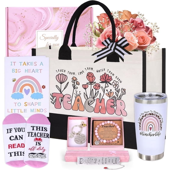 Teacher Appreciation Gifts for Women, Best Teacher Birthday Thank You Retirement Gifts Basket, Funny Personalized End of Year Gift Set Ideas for Daycare Preschool Dance Music Science English Teachers