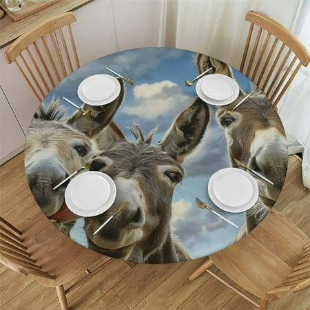 

Patifu Donkeys Sky Clouds Round Table Cover Stain Resistant Washable Indoor Outdoor Tablecloth 100% Polyester Full Width Single-Sided Printing Kitchen Dining Wedding Parties 31 -35