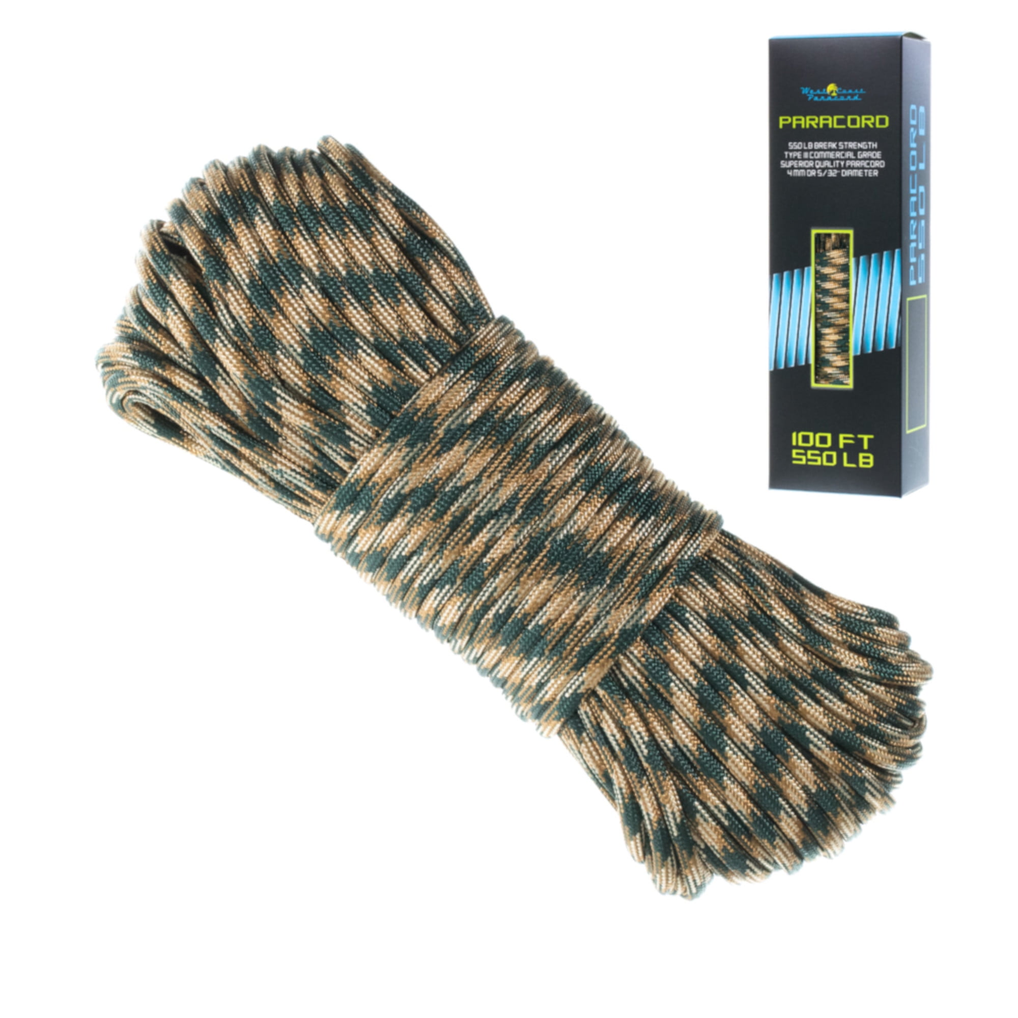 West Coast Paracord 550 Paracord - Type III Parachute Cord - 100 Foot Hanks  - Multiple Colors - Perfect for Crafting, Bracelets, Survival & Camping 
