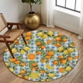 thumbnail image 2 of Round Rugs 6Ft, Orange Lemons Round Area Rug Washable Indoor Throw Carpet, Summer Botanical Checkered Farmhouse Soft Non Slip Circle Rug for Office Cabinet Home Decor Aesthetic, 2 of 8