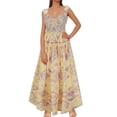 thumbnail image 1 of Vestido de Verano para Mujeres Sexy Moda Plegado Impresión sin Mangas Vestido de Cuello en V Poliéster, Falda Casual para la Playa Y la Fiesta, 1 of 7