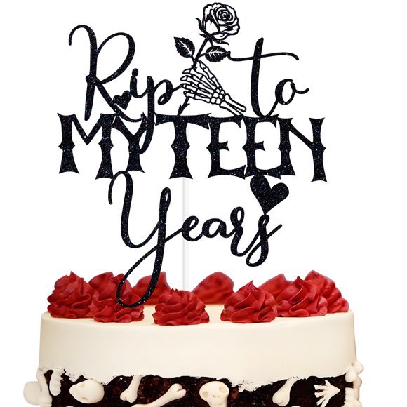 Decoración para tartas ZACHAKO Black Glitter Rip to My Teen Years
