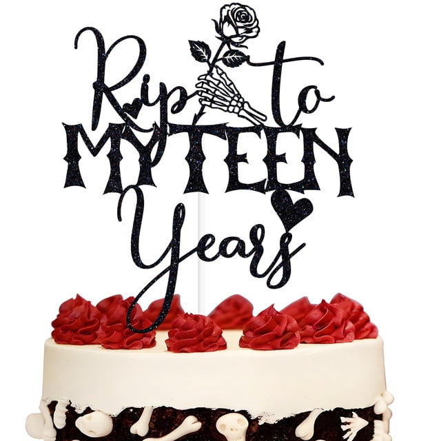Decoración para tartas ZACHAKO Black Glitter Rip to My Teen Years