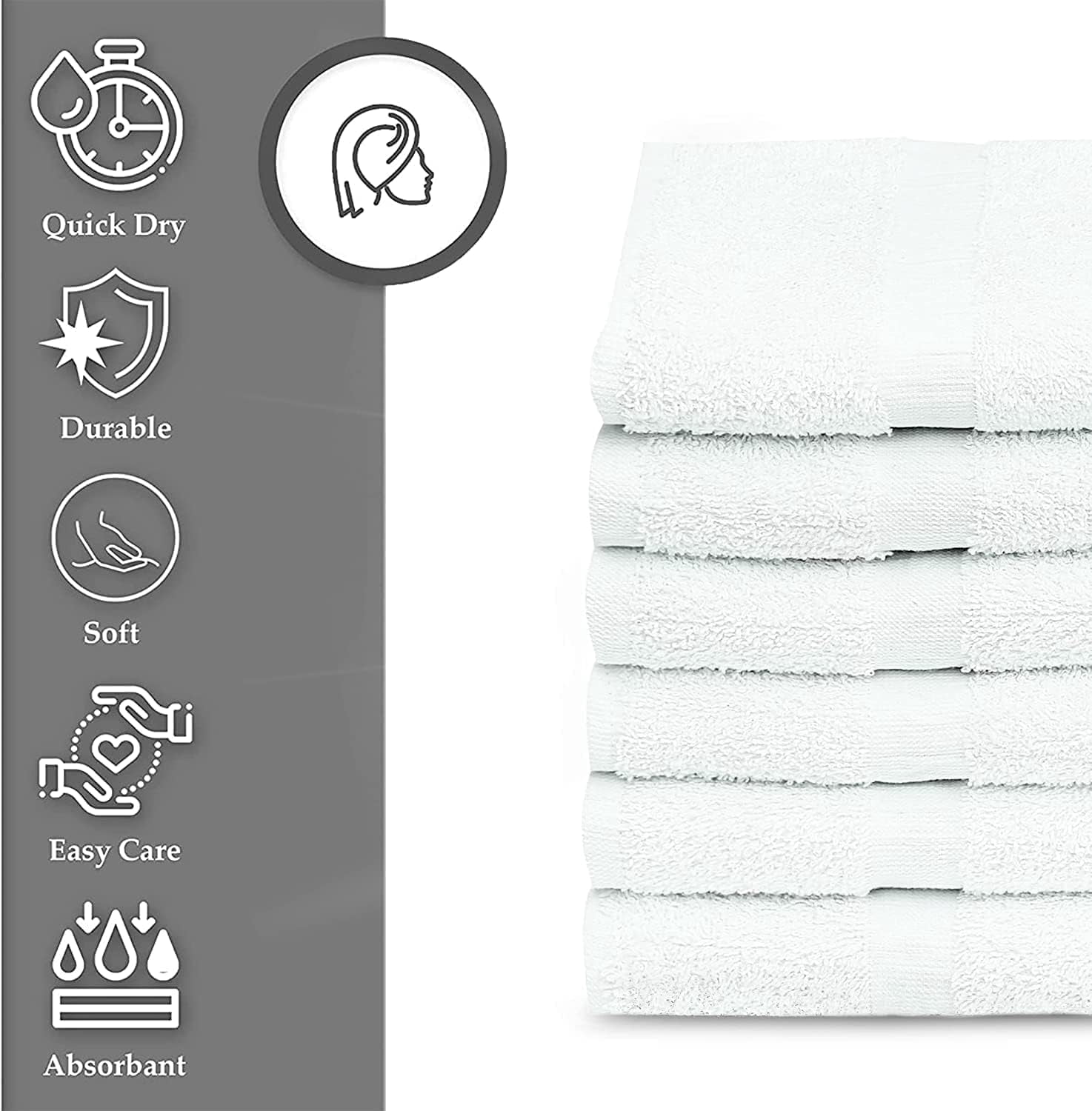GOLD TEXTILES 120 Pack White Bulk Bath Towels 22x44 Inch Cotton Blend Lightweight Quick Drying Easy Care