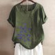 thumbnail image 1 of ICHUANYI Clearance Women's Summer Casual Round Neck Short Sleeve Printing Loose Shirt Tops(Army Green, XXL) ICHUANYI WER2023081007719, 1 of 3