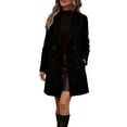 thumbnail image 6 of Fnooota Womens Wool Blend Coats, Mid-length Lapel Collar Double Breasted Winter Peacoats for Women Black Size S, 6 of 8