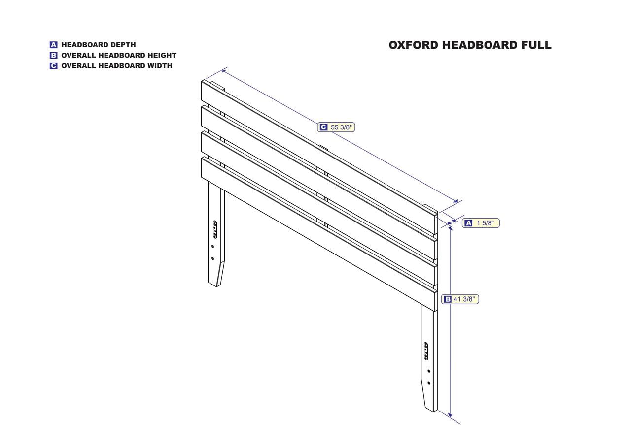 Oxford Full Headboard in White with USB Turbo Charger