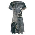 thumbnail image 5 of Denim Patchwork Dress Summer Street Style Dresses Female Short Sleeve Printed Sundress, 5 of 7