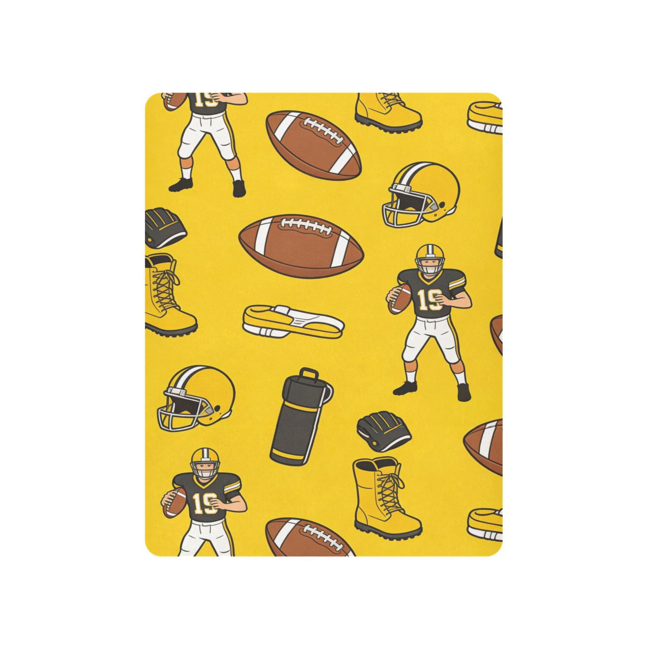 Baby Essentials 52”x 28”- Standard Cotton-like Modal Elastic- Yellow Rugby Ball Design Crib Sheets for Newborns and Toddlers