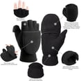 thumbnail image 2 of Gants d'Hiver Fins Convertibles Sans Doigts Mitaine à Rabat en Molleton Polaire pour Temps Froid Course Peinture Photographie, 2 of 6