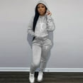 thumbnail image 3 of 2Pcs/Set Women Sweatshirt Sweatpants Solid Color Hooded Tracksuit Plus Size Letter Print Workout Suit Streetwear, 3 of 8