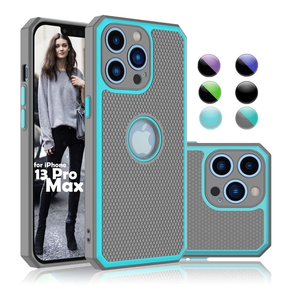 iPhone 13 Pro Max Case, Phone Case for iPhone 13 Pro Max 6.7", Njjex Shock Absorbing Silicone & Plastic Bumper Rugged Grip Hard Protective Cases Cover for Apple iPhone 13 Pro Max 2021 -Gray