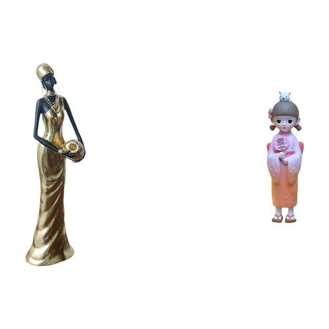 Figura de mujer africana,Estatua artesanal de una dama tribal africana,hecha a mano para cafetería.,Muñeca Geisha Japonesa,Muñeca geisha con kimono japonés,adorno tradicional,Estatuilla de