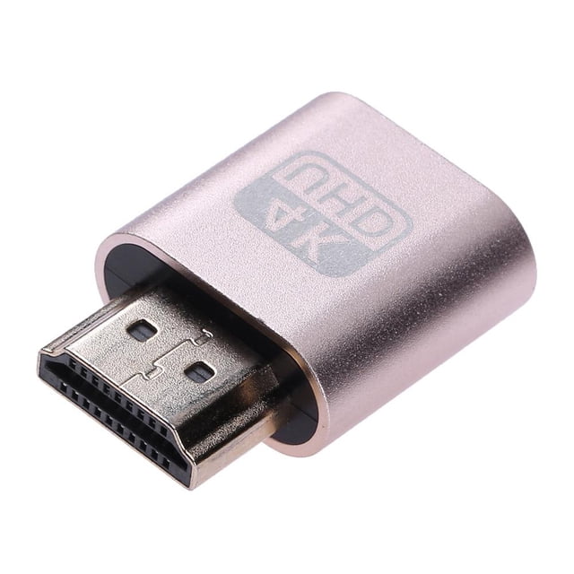 Enchufe ficticio compatible con HDMI 4K UHD DDC EDID Emulador de pantalla fantasma sin cabeza Dorado JShteea El nuevo