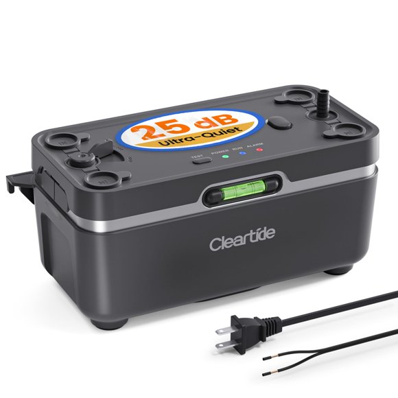 Cleartide Condensate HVAC Pump, Ultra-Quiet 25dB, 1/30 HP 135 GPH, Automatic Condensate Removal Pump with Safety Switch for Air Conditioner/Furnace/Dehumidifier/Ice Machine, 1