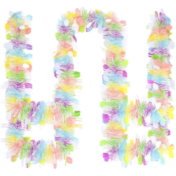Easter Garland Decor 2 Pack,6.56Ft Glitter Tinsel Spring Garland Decorations for Tree Mantle Bedroom Office Classroom Party Indoor Outdoor