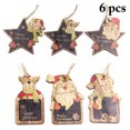 thumbnail image 1 of 6PCS Christmas Hanging Ornament Retro Wood Cartoon Sign Christmas Tree Ornament, 1 of 8