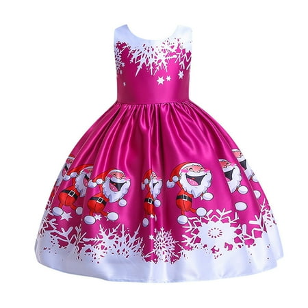 

DNDKILG Infant Baby Toddler Child Children Kids Dresses for Girls Christmas Sundress Sleeveless Summer Dress Hot Pink 3Y-9Y