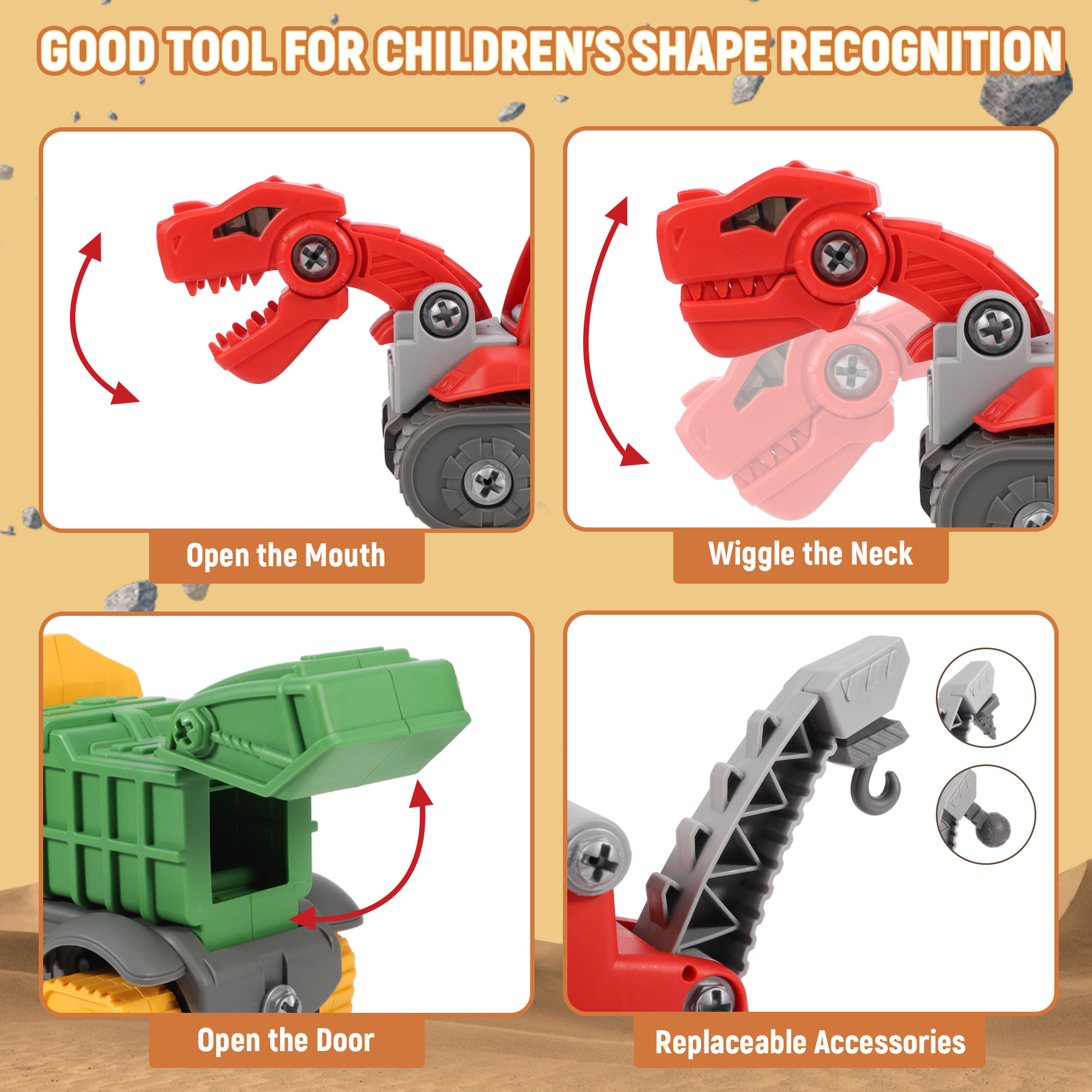 Wisairt STEM Toys,Take Apart Dinosaur Toys with Electric Drill for Kids,Building Toys for Boys Girls Age 3+ Birthday Party Gifts(5 Pack) - image 3 of 9
