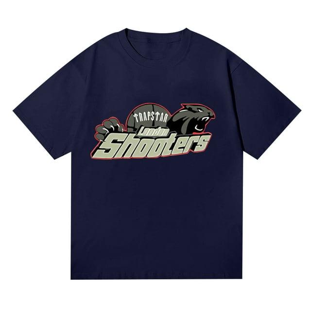 T-shirts pour Hommes Trapstar T-Shirt Imprimé pour Hommes Décontracté Graphique Junior Garçons Manches Courtes Tee-Shirt Original avec Col Rond (Marine, 3TG)