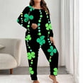 thumbnail image 2 of Levmjia Womens Pajama 2 Piece Set Casual Long Sleeve Tops Pants Plus Size St. Patrick Printed Outfit Soft Polyester Sleepwear Home Wear Comfort, 2 of 6