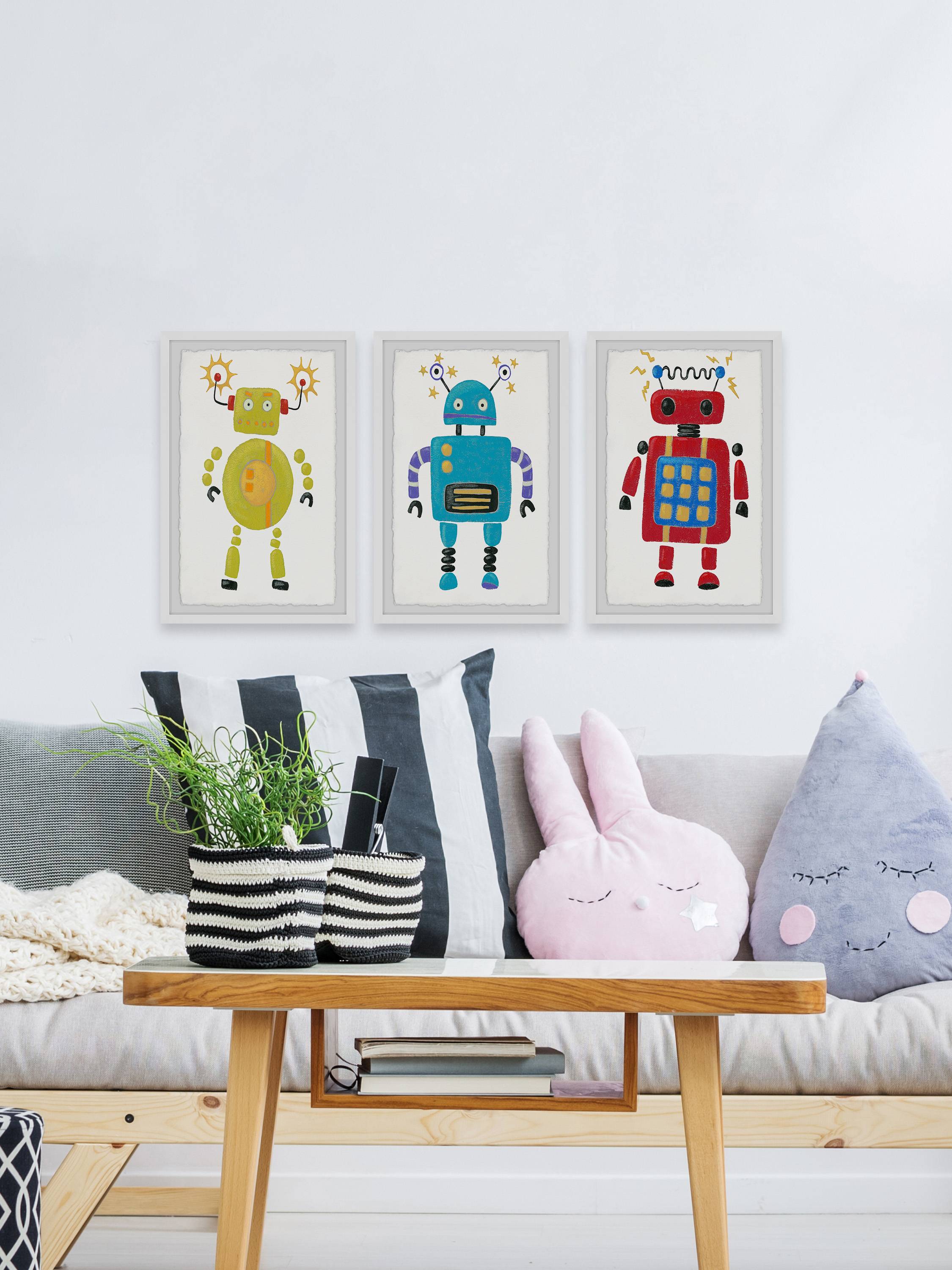 Marmont Hill Electric Robots Triptych, Art Prints, 36.00" x 1.50"