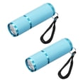 thumbnail image 1 of Unique Bargains 9 LED Glow in Dark Flashlights, 2 Pcs Mini Flashlight Rubber Coated Flashlight with Strap, Blue, 1 of 6