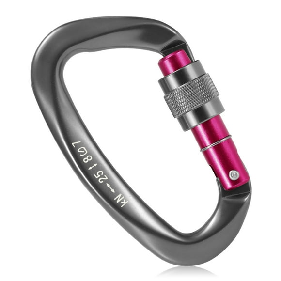 Yeacher 25KN Screw Locking Gate Carabiner Heavy Duty D-shape Buckle Pack D-ring Carabiner Climbing Rappelling Canyoning Hammock Locking Clip