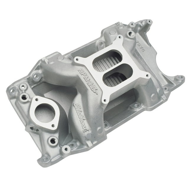 Edelbrock Collecteur d'Admission 7576 Tr/min Air-Gap; Autonomie 1500-6500 Tr/min; Double-Plan; Carburateur à 4 Barils Carrés; Satin; Aluminium
