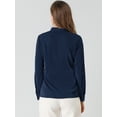 thumbnail image 5 of DARING DIVA Tie-Neck Long Sleeve Pleated Tops Shirt 2XL Navy Blue, 5 of 6